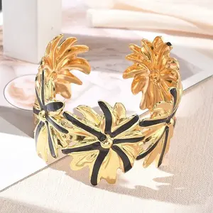304 Stainless Steel Enamel Cuff Bangles for Women