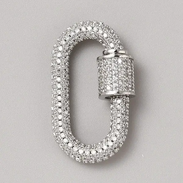 Brass Micro Pave Clear Cubic Zirconia Screw Carabiner Lock Charms