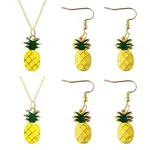 Alloy Enamel Pineapple 2 Pairs Dangle Earrings & 2Pcs Pendant Necklace