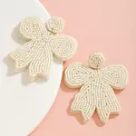 Glass & Cloth Bowknot Dangle Stud Earrings