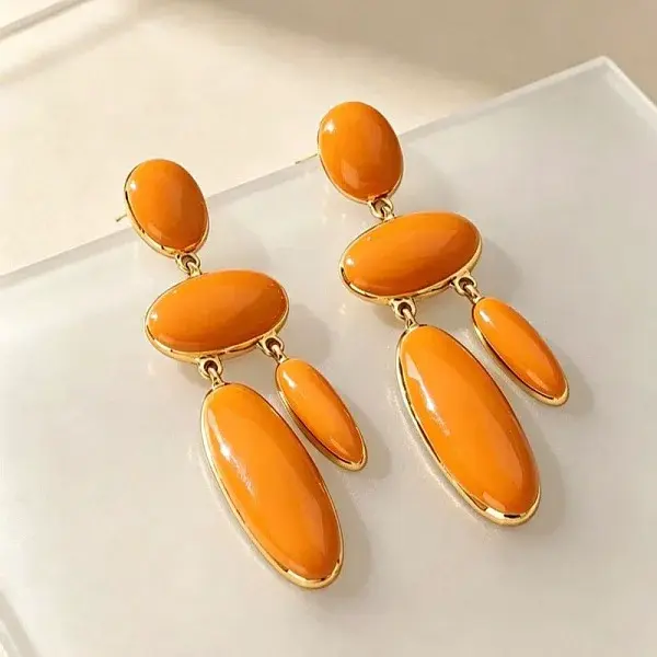Alloy Enamel Stud Dangle Earrings