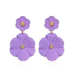 Flower Baking Paint Alloy Dangle Stud Earrings