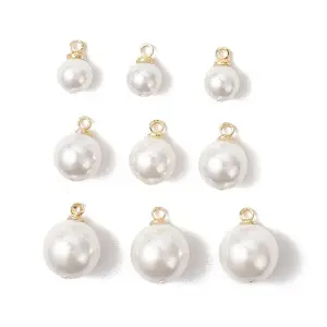 9Pcs 3 Sizes Shell Pearl Round Charms