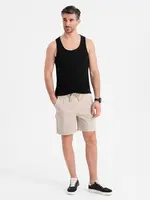 Ombre Men's loose-fit shorts with cargo pockets - cream