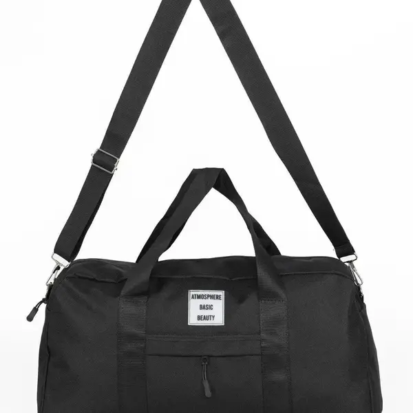 59458 Dewberry Unisex Front Pocket Long Strap Sports Bag-BLACK
