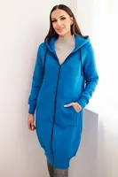 Dlouhá zateplená mikina s kapucí fialově modré