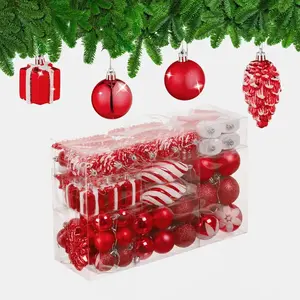 Relaxdays KOULE červené vánoční 72dílná-sada plast