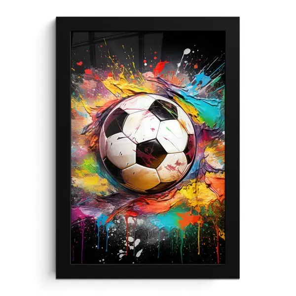 MuchoWow PLAKÁT V RÁMU Fotbal - barva - barvy - černá - bílá 20x30 cm