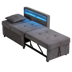 FLIEKS ČALOUNĚNÁ POSTEL, 3v1, lněná, LED, USB