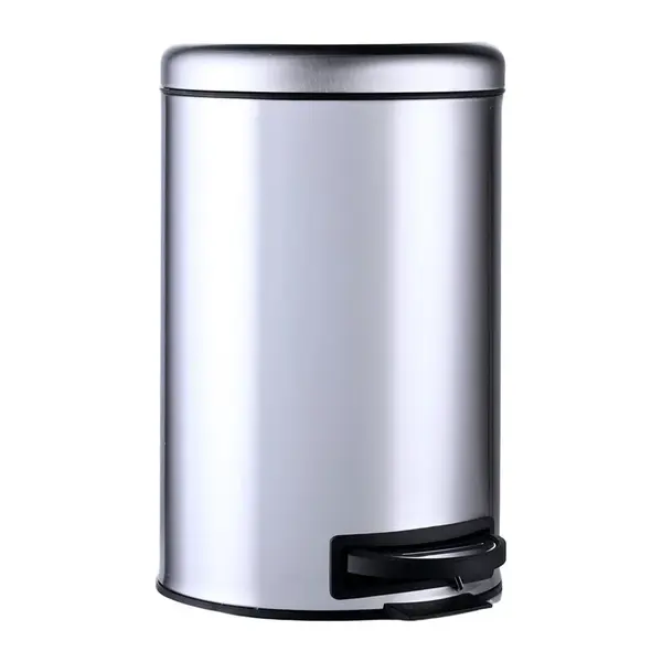 Relaxdays KOŠ Stříbrný kulatý pedál Soft-Close 12 l ocel
