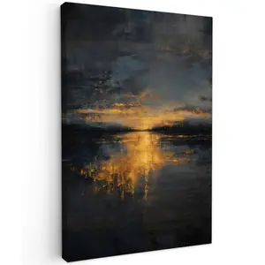 MuchoWow OBRAZ NA PLÁTNĚ Zlatý odraz na vodě 60x90 cm