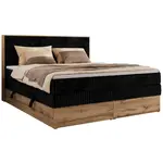 MKS POSTEL BOXSPRING WOOD CLASSIC KING 200/200 - Černá Manšestr - H3