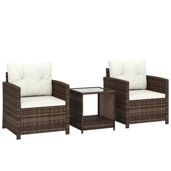 Outsunny BISTRO set 3dílný PE ratan ocel krémově bílý