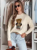 Sweter damski one size oversize z misiem SWEETTED biały Dstreet