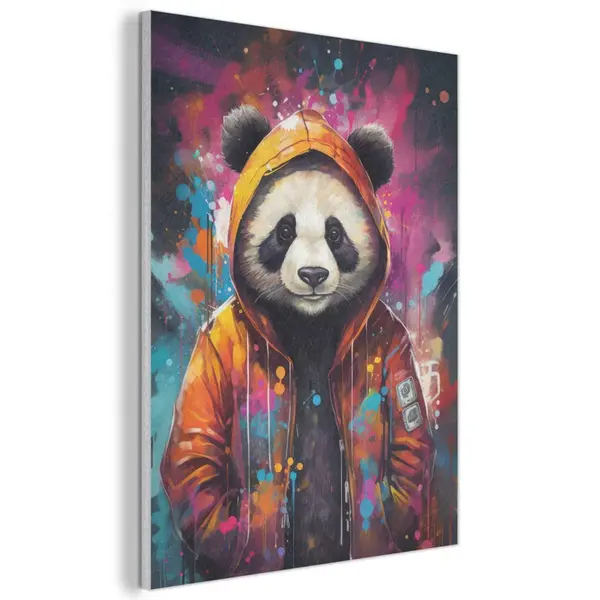 MuchoWow AKUSTICKÝ obraz Panda - Bunda - Graffiti - Oranžová 70x100 cm