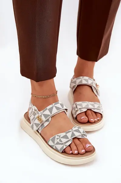 Boto Dámské Sandały Z Materiálu Na Platformě Béžové Leriot