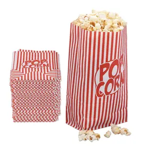 Relaxdays SÁČKY Červeno-Bílé na popcorn papír 144-ks-Set
