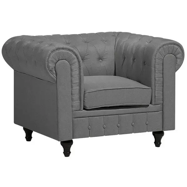 Beliani KŘESLO čalounění světle šedé Chesterfield