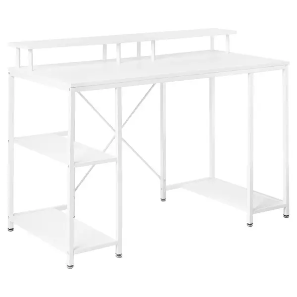 Beliani PSACÍ STŮL Bílý 120/60 cm s přihrádkami Caddo
