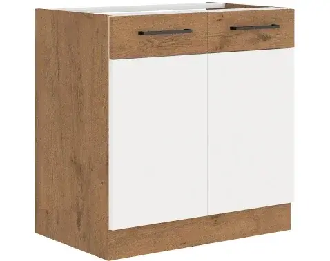 Kuchyňská dřezová skříňka Vigo, dub lancelot/bílý lesk, šířka 80 cm
