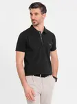Ombre Men's polo shirt with zip neckline - black