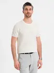 Ombre Men's knitted t-shirt with fine texture - white