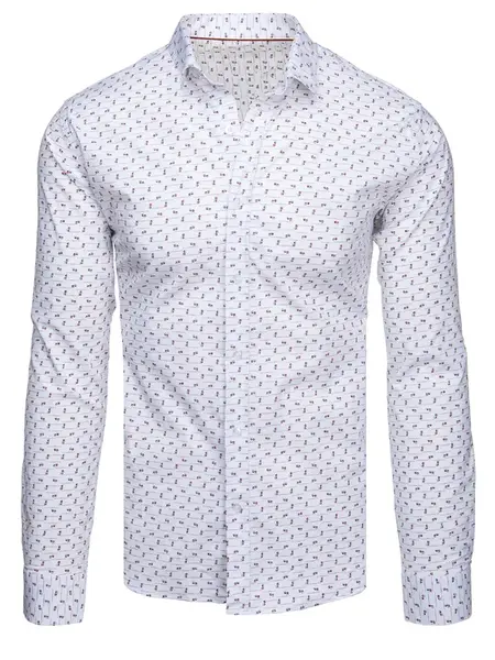 Pánská bílá košile s jemným vzorem