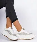 Gemre White women's sneakers with rhinestones Fucco