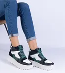 Gemre Black and white women's sports platform sneakers Sunline