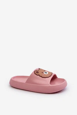 FK1 Dětské Lehké Pantofle S Medvídkem Růžové Lindeheta