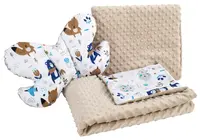 Medi Partners Quilt set with a stroller pillow + butterfly - Animals in the forest + beige minky