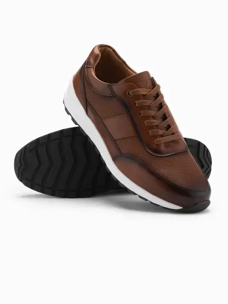 Ombre Men's eco leather sports shoes sneakers - brown