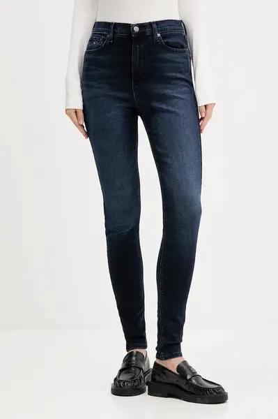 Džíny Tommy Jeans dámské, tmavomodrá barva, DW0DW21823