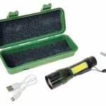 Kovová svítilna 12x3cm, s USB kabelem, 3 režimy svícení, v plastovém pouzdře; 14,5x5x4cm