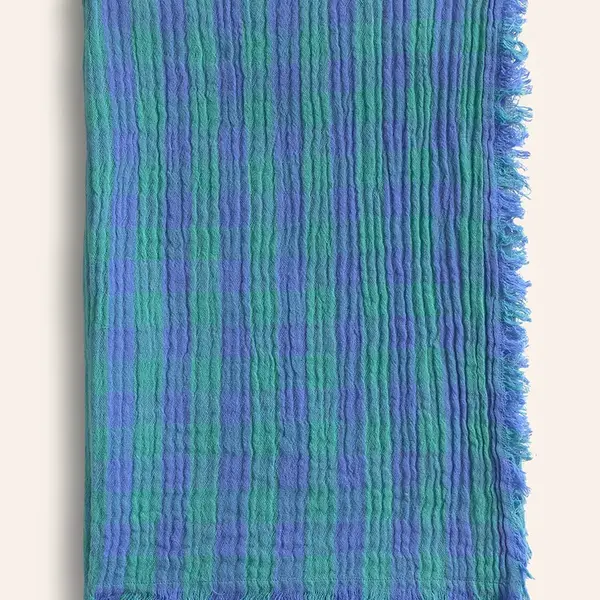 Bavlněný ubrus Calma House Nasau 120 x 180 cm modrá barva