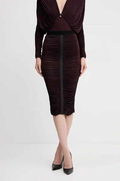 Sukně Elisabetta Franchi vínová barva, midi, pouzdrová, GO13256E2