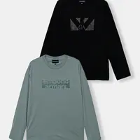 Dětské bavlněné tričko s dlouhým rukávem Emporio Armani 2-pack