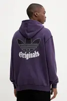 Bavlněná mikina adidas Originals Grfx Hoodie pánská, fialová barva, s kapucí, hladká, JY2729