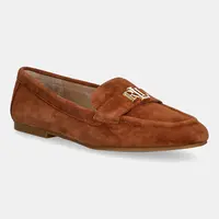 Semišové mokasíny Lauren Ralph Lauren Averi III dámské, hnědá barva, na plochém podpatku, 802946809014