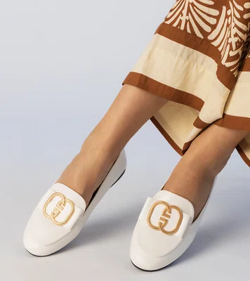 Gemre White women's moccasins with gold decoration Frada