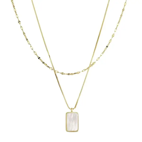 Evolution Group - Pavona Pozlacený dvojitý náhrdelník s perletí 12155.1