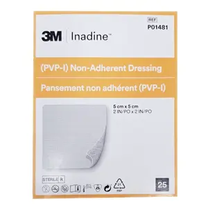 INADINE Neadherentní krytí s povidion jodem 5 x 5 cm 25 kusů