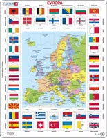 Evropa mapa / vlajky - Vzdělávací puzzle