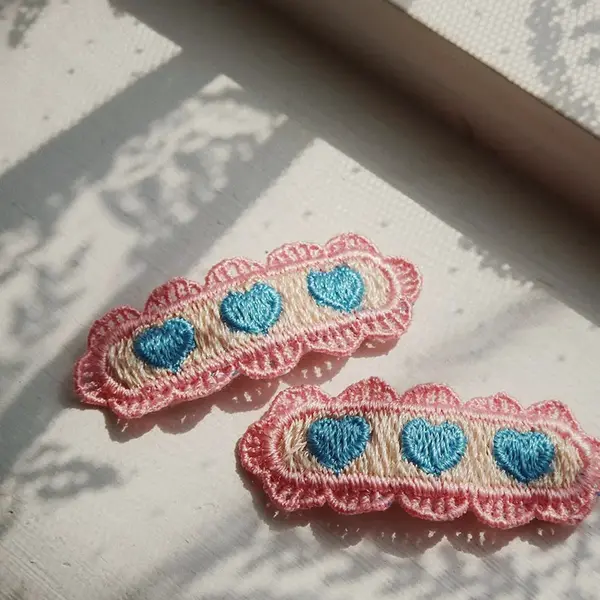 Dětské sponky Konges Sløjd 2 PACK HEART EMBROIDERY HAIR CLIP KS103217
