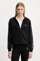 Mikina adidas Animal dámská, černá barva, s kapucí, s aplikací, JM1862