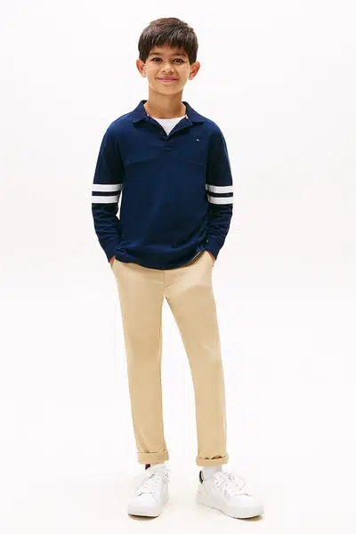 Dětské kalhoty Tommy Hilfiger béžová barva, KB0KB09638