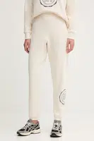 Tepláky Dkny dámské, béžová barva, s aplikací, DP5P3667
