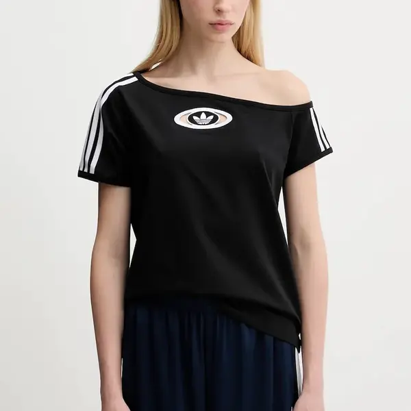 Tričko adidas Originals Offshoulder Tee dámské, černá barva, KC8796