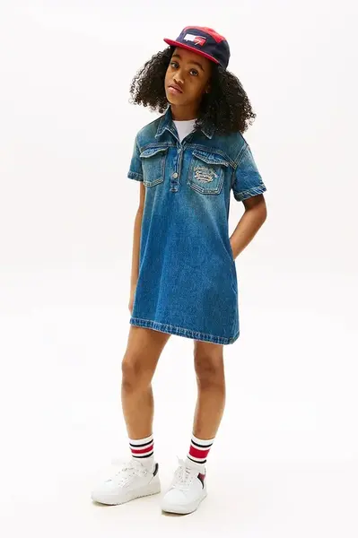 Džínové šaty Tommy Hilfiger tmavomodrá barva, mini, KG0KG08926