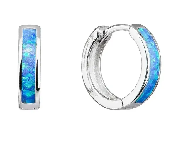 Evolution Group - Pavona Slušivé kruhové náušnice s modrými syntetickými opály 11402.1